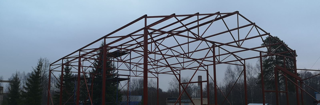 Каркас производственного ангара 12х16м под зашивку сэндвич-панелями